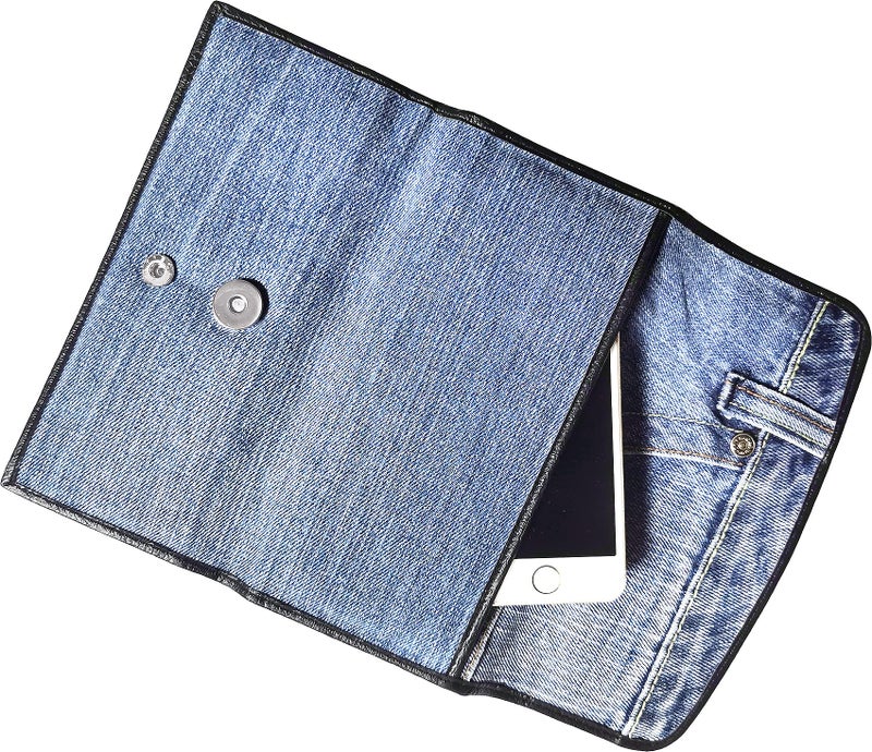 Bijoux de Ja Upcycling Blue Denim Large Capacity Money Flap Roomy Long Wallet Purse for Women BMW014 - Image 4